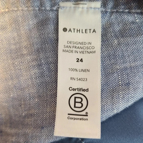 Athleta Cabo Linen Joggers Pants Women's Plus Size 24 Chambray Blue Zip Pockets - Picture 5 of 5